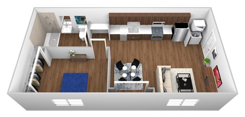 Floor plan for 1 bed, 1 bath, 535 sqft